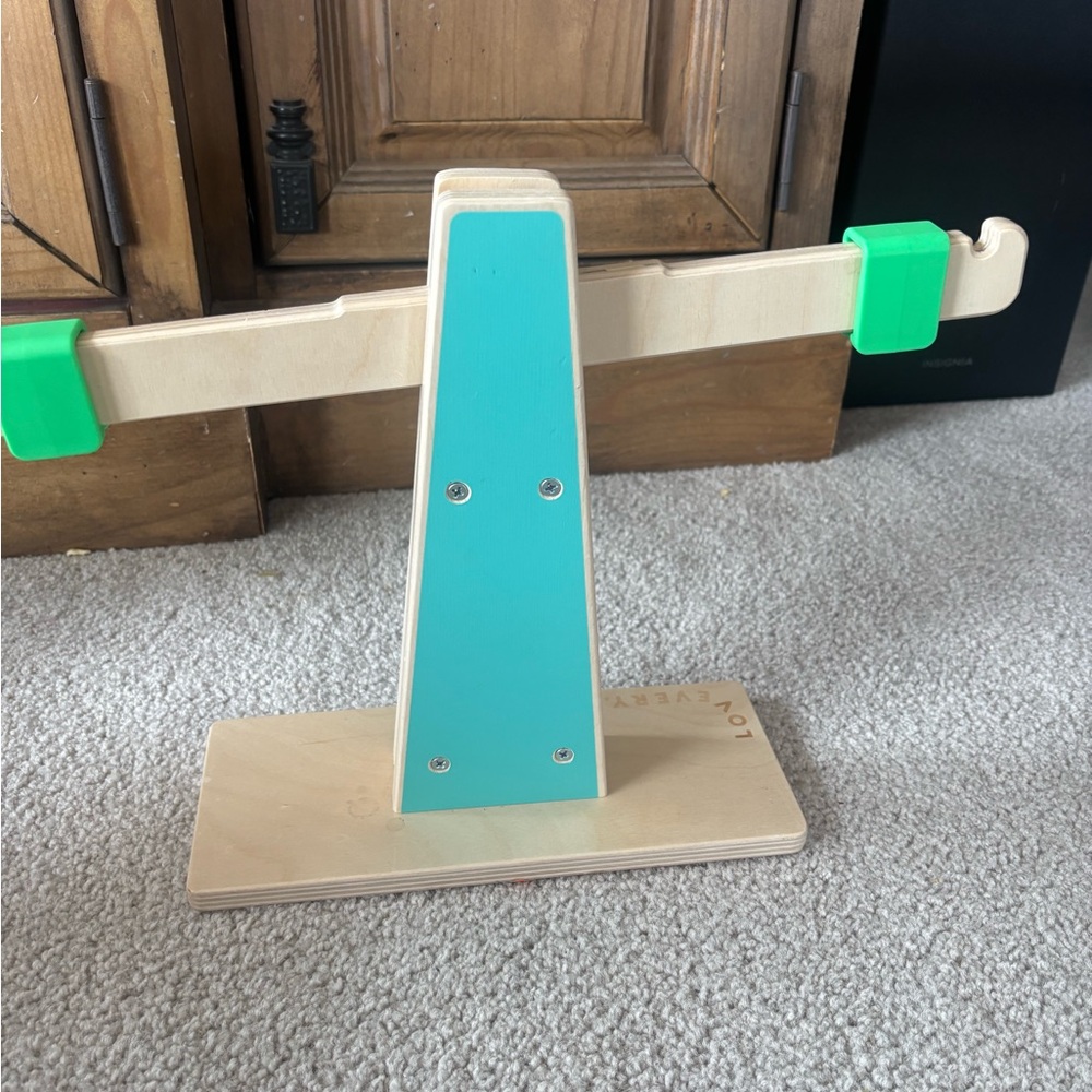 Teal and Green Wooden Balance Scale Toy